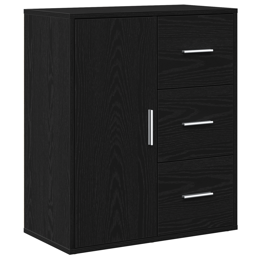 Dressoir met lade met plank met opslag met de deur Zwart eiken 60 x 31 x 70 cm Bewerkt hout