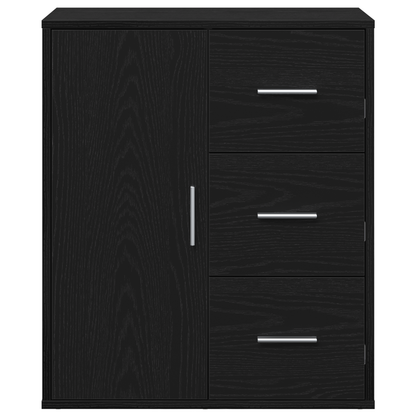 Dressoir met lade met plank met opslag met de deur Zwart eiken 60 x 31 x 70 cm Bewerkt hout