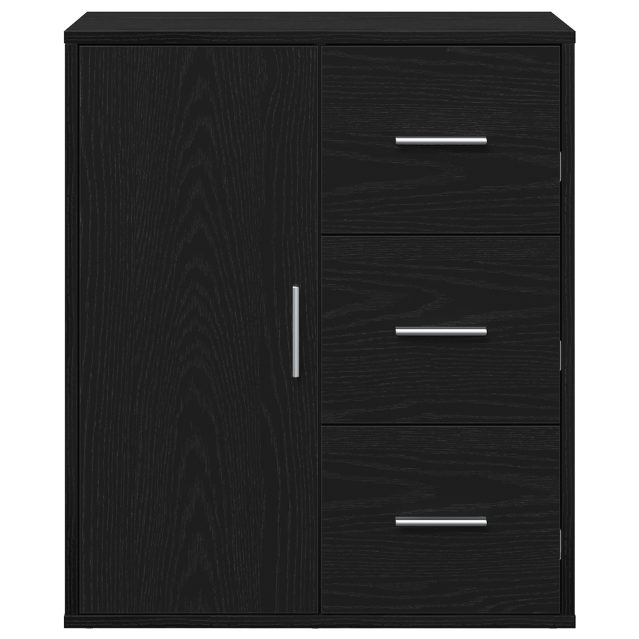 Dressoir met lade met plank met opslag met de deur Zwart eiken 60 x 31 x 70 cm Bewerkt hout