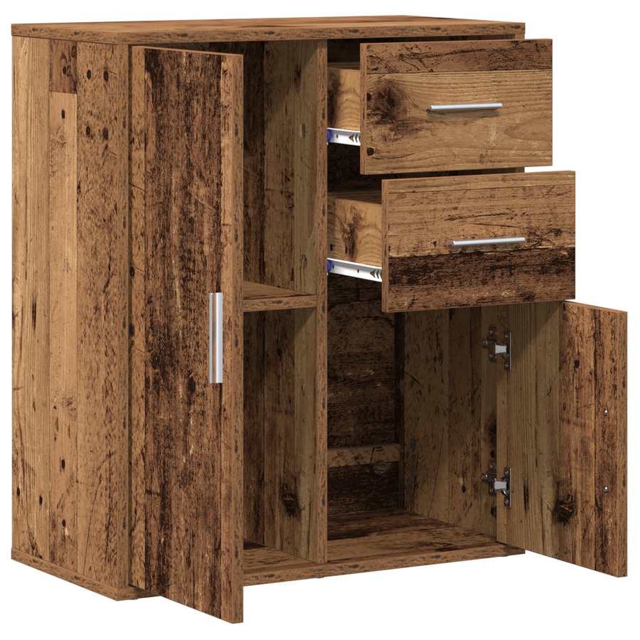 Dressoir met lade met plank met opslag met de deur Oud hout 60 x 31 x 70 cm Bewerkt hout