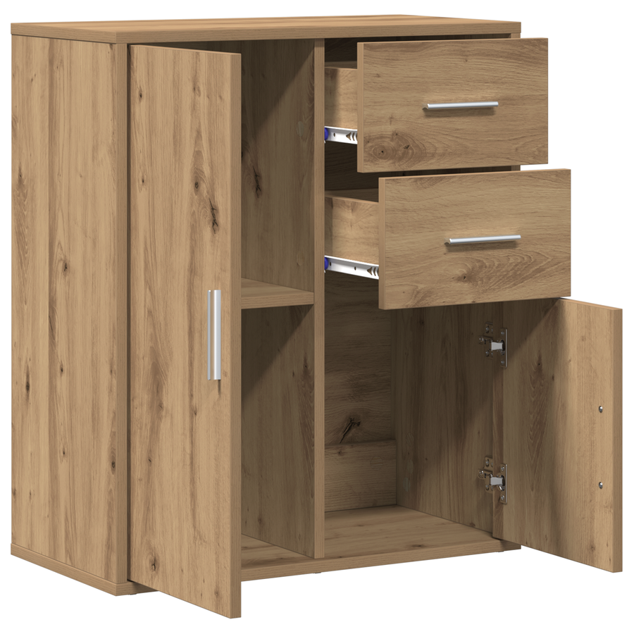 Dressoir artisanaal eikenkleurig 60 x 31 x 70 cm Bewerkt hout