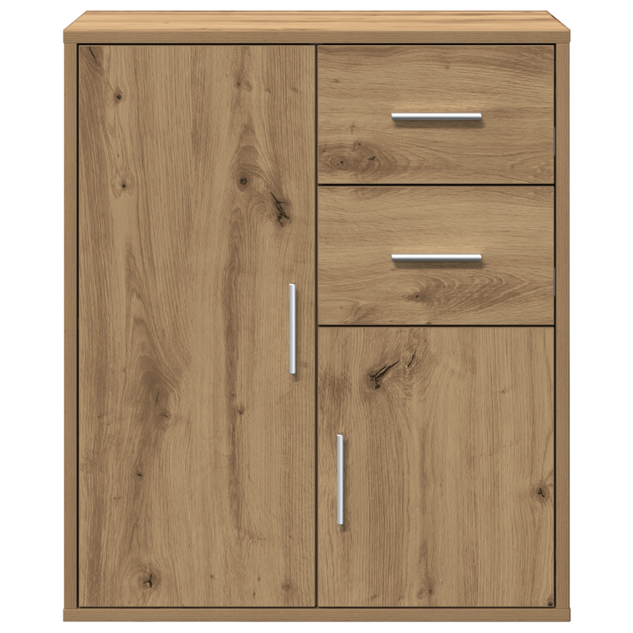 Dressoir artisanaal eikenkleurig 60 x 31 x 70 cm Bewerkt hout