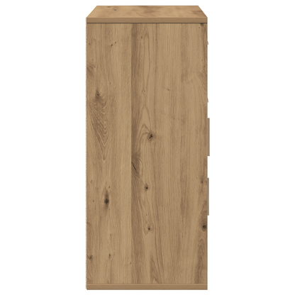 Dressoir artisanaal eikenkleurig 60 x 31 x 70 cm Bewerkt hout