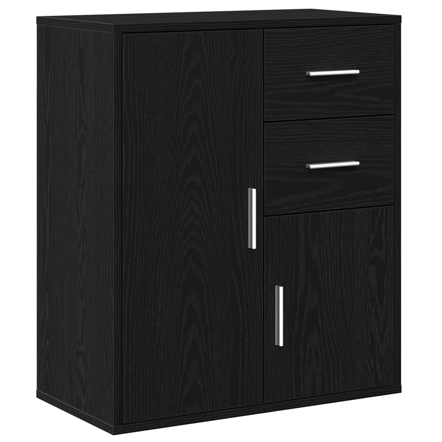 Dressoir met lade met plank met opslag met de deur Zwart eiken 60 x 31 x 70 cm Bewerkt hout