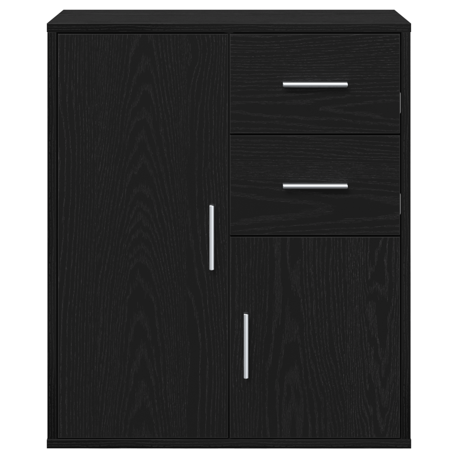 Dressoir met lade met plank met opslag met de deur Zwart eiken 60 x 31 x 70 cm Bewerkt hout