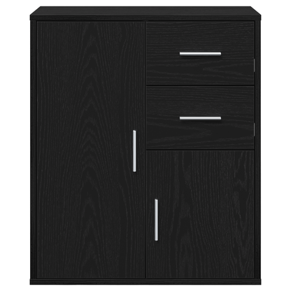 Dressoir met lade met plank met opslag met de deur Zwart eiken 60 x 31 x 70 cm Bewerkt hout