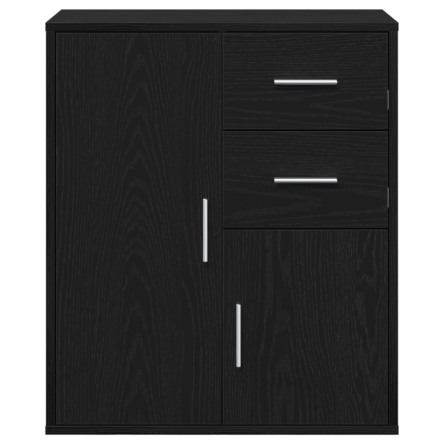 Dressoir met lade met plank met opslag met de deur Zwart eiken 60 x 31 x 70 cm Bewerkt hout
