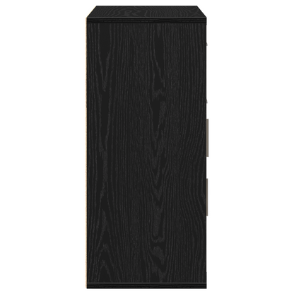 Dressoir met lade met plank met opslag met de deur Zwart eiken 60 x 31 x 70 cm Bewerkt hout