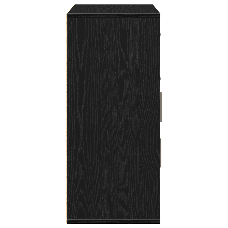 Dressoir met lade met plank met opslag met de deur Zwart eiken 60 x 31 x 70 cm Bewerkt hout