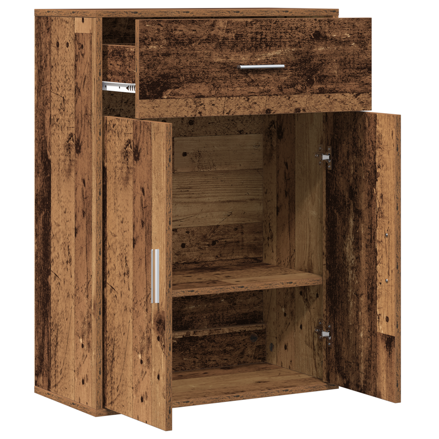 Dressoir met lade met plank met opslag met de deur Oud hout 79 x 38 x 80 cm Bewerkt hout