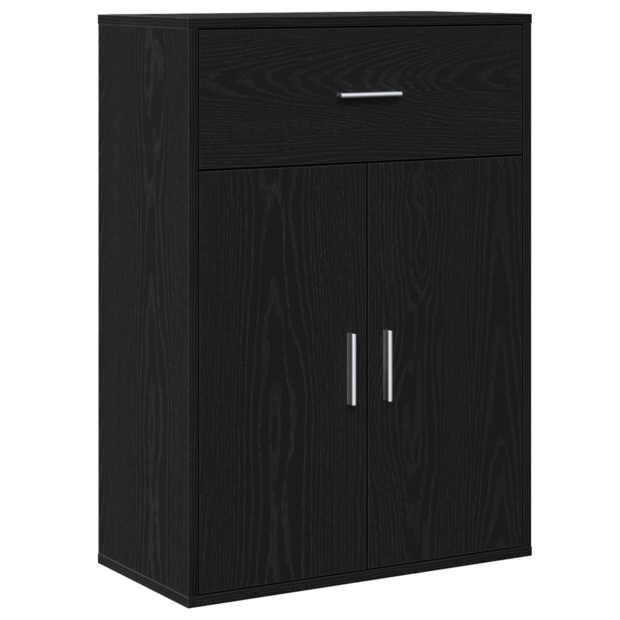 Dressoir met lade met plank met opslag met de deur Zwart eiken 79 x 38 x 80 cm Bewerkt hout