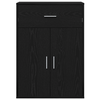 Dressoir met lade met plank met opslag met de deur Zwart eiken 79 x 38 x 80 cm Bewerkt hout