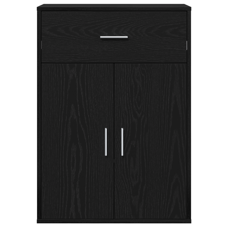 Dressoir met lade met plank met opslag met de deur Zwart eiken 79 x 38 x 80 cm Bewerkt hout