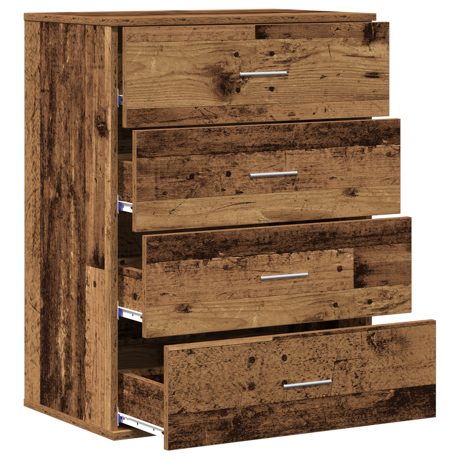 Dressoir met lade met opslag Oude hout 60 x 39 x 80 cm Bewerkt hout