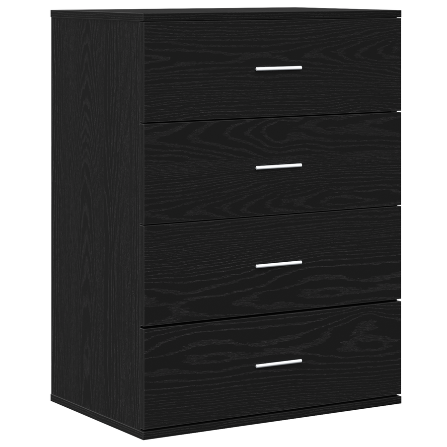 Dressoir met lade met opslag Zwart eiken 60 x 39 x 80 cm Bewerkt hout