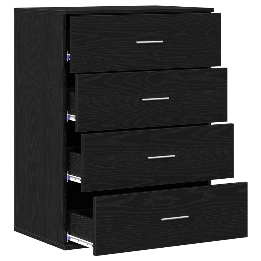 Dressoir met lade met opslag Zwart eiken 60 x 39 x 80 cm Bewerkt hout