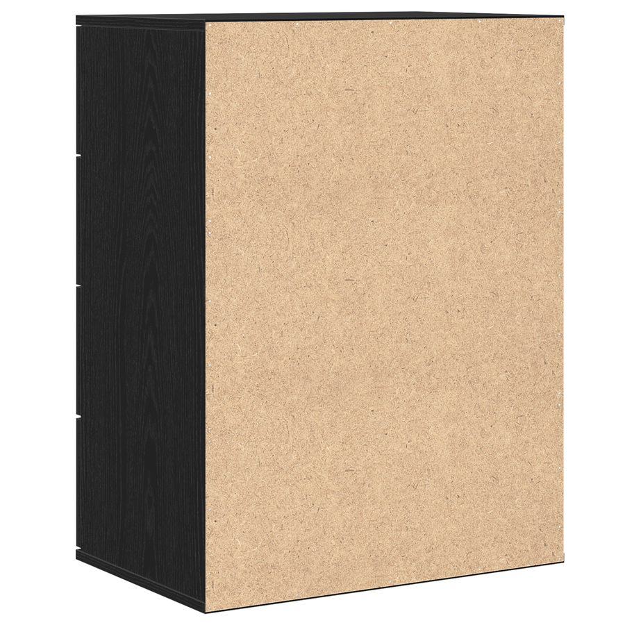 Dressoir met lade met opslag Zwart eiken 60 x 39 x 80 cm Bewerkt hout