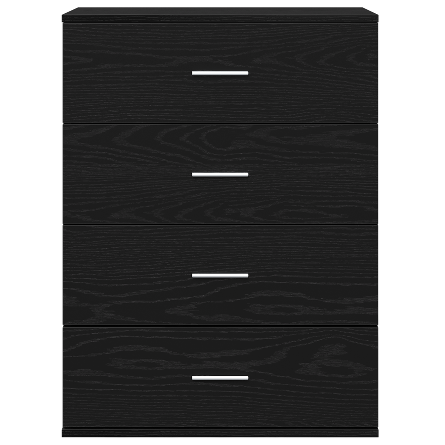 Dressoir met lade met opslag Zwart eiken 60 x 39 x 80 cm Bewerkt hout
