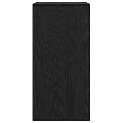 Dressoir met lade met opslag Zwart eiken 60 x 39 x 80 cm Bewerkt hout