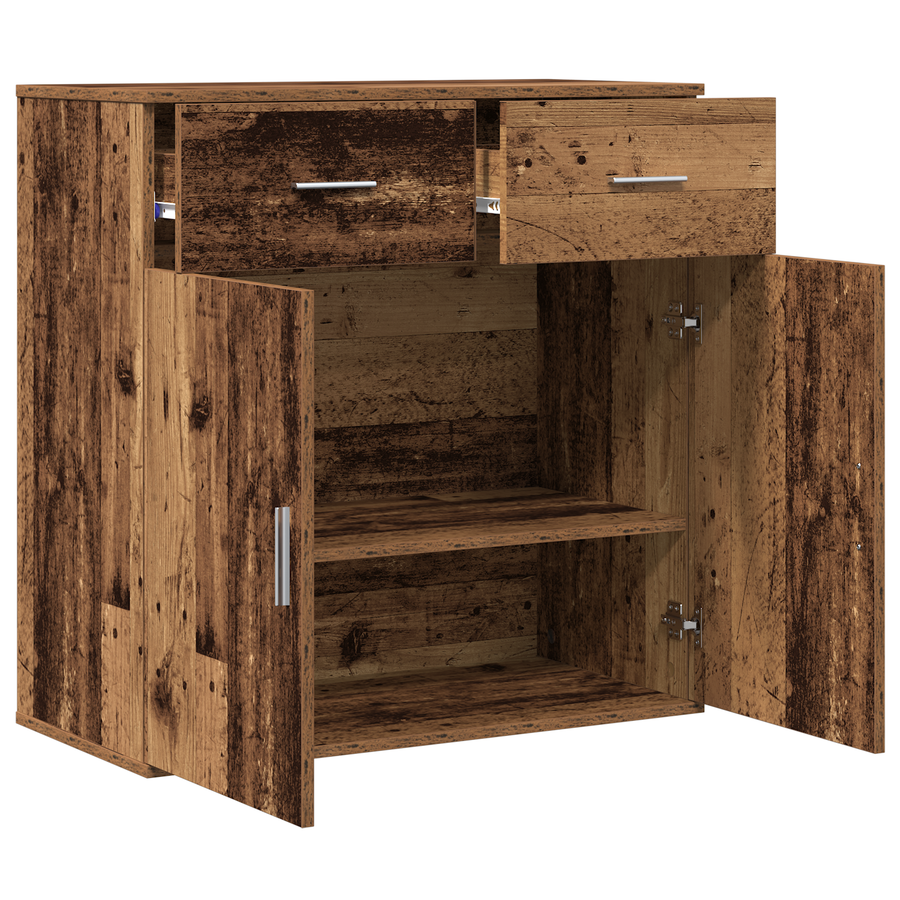 Dressoir met lade met plank met opslag met de deur Oud hout 79 x 38 x 80 cm Bewerkt hout