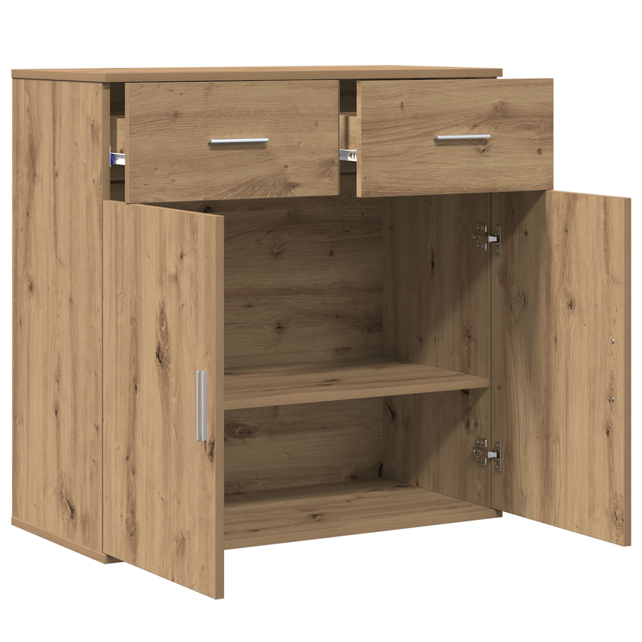 Dressoir artisanaal eikenkleurig 79 x 38 x 80 cm Bewerkt hout