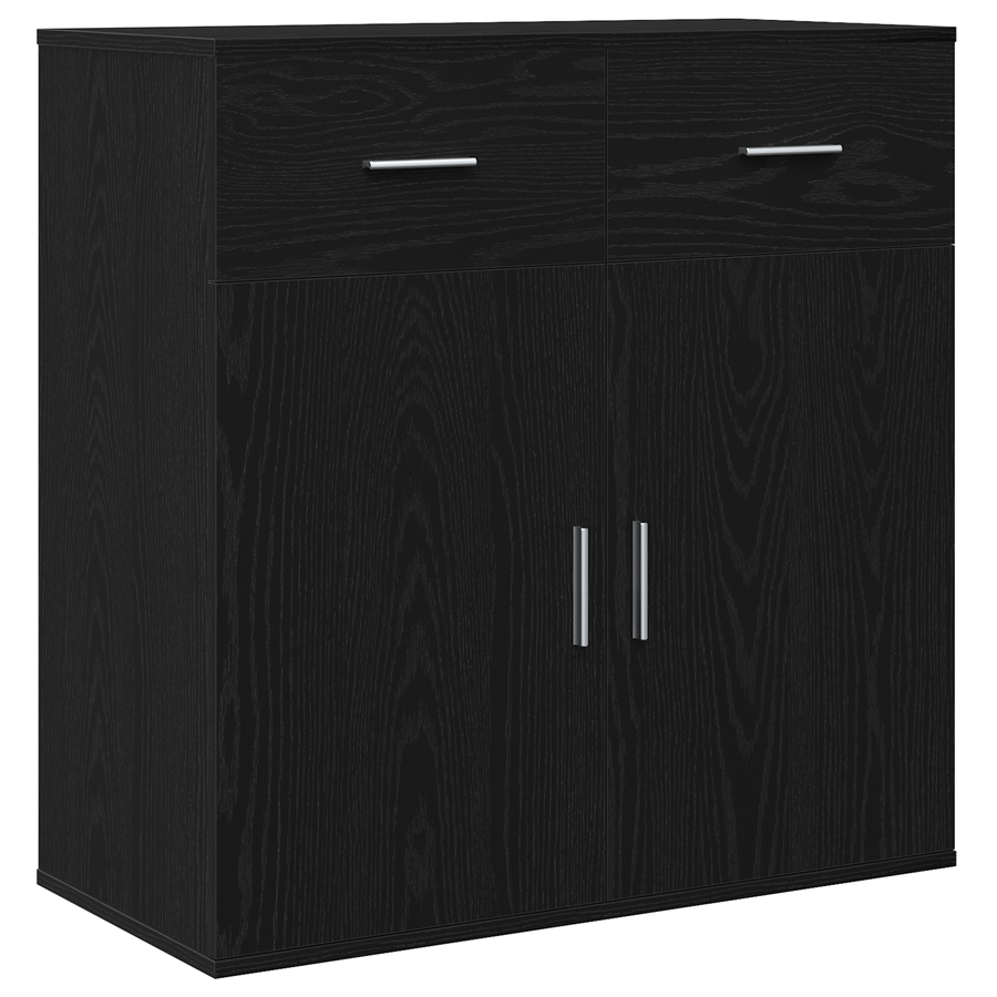 Dressoir met lade met plank met opslag met de deur Zwart eiken 79 x 38 x 80 cm Bewerkt hout