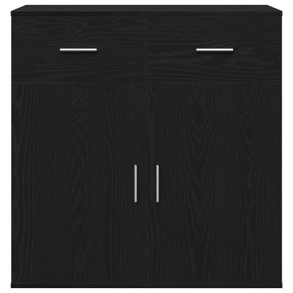 Dressoir met lade met plank met opslag met de deur Zwart eiken 79 x 38 x 80 cm Bewerkt hout