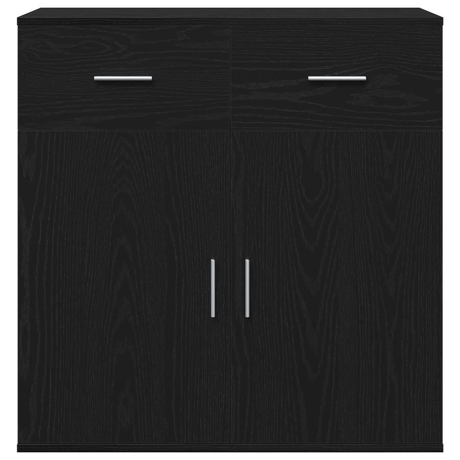 Dressoir met lade met plank met opslag met de deur Zwart eiken 79 x 38 x 80 cm Bewerkt hout
