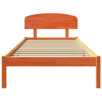 Bedframe met hoofdbord Gewaxte Bruine 90x200 cm van Massief Vurenhout