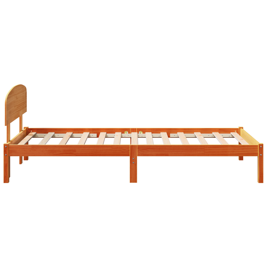 Bedframe met hoofdbord Gewaxte Bruine 90x200 cm van Massief Vurenhout