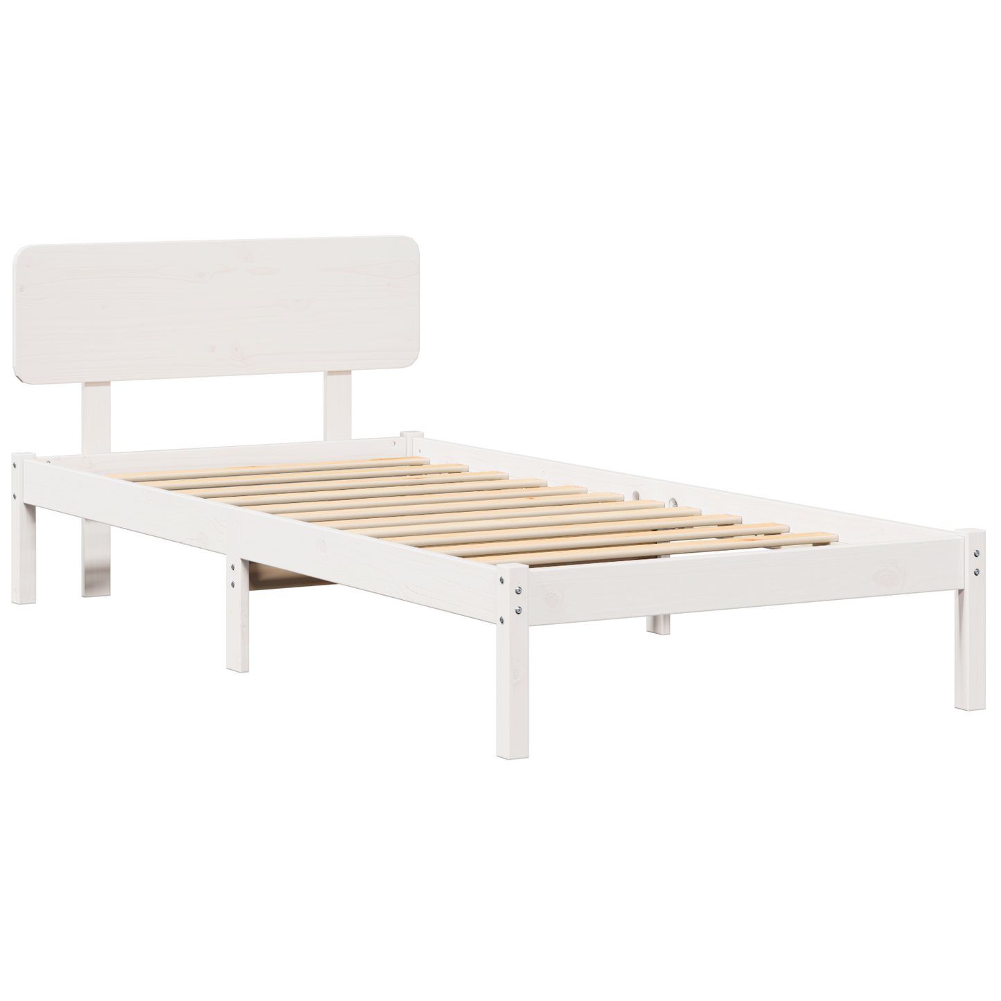 Bedframe met hoofdbord Wit 75x190 cm Massief grenenhout