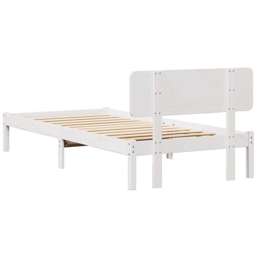 Bedframe met hoofdbord Wit 75x190 cm Massief grenenhout