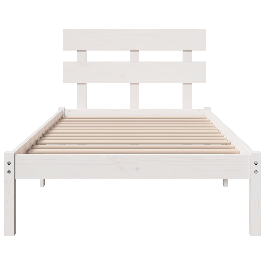 Bedframe met Hoofdbord Wit 80x200 cm van Massief Vurenhout
