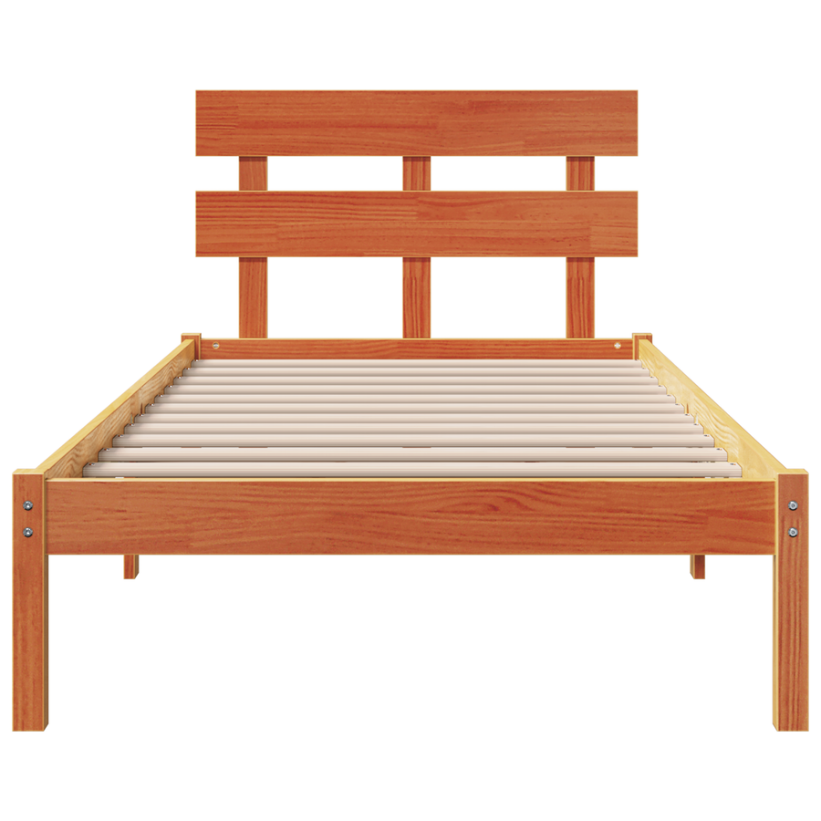 Bedframe met Hoofdeinde Gewaxte Bruin 90x200 cm Massief Grenenhout