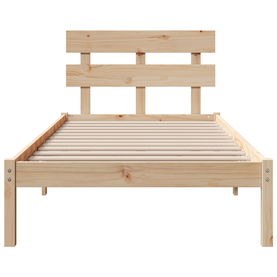 Bedframe met hoofdbord 90x190 cm van massief grenenhout