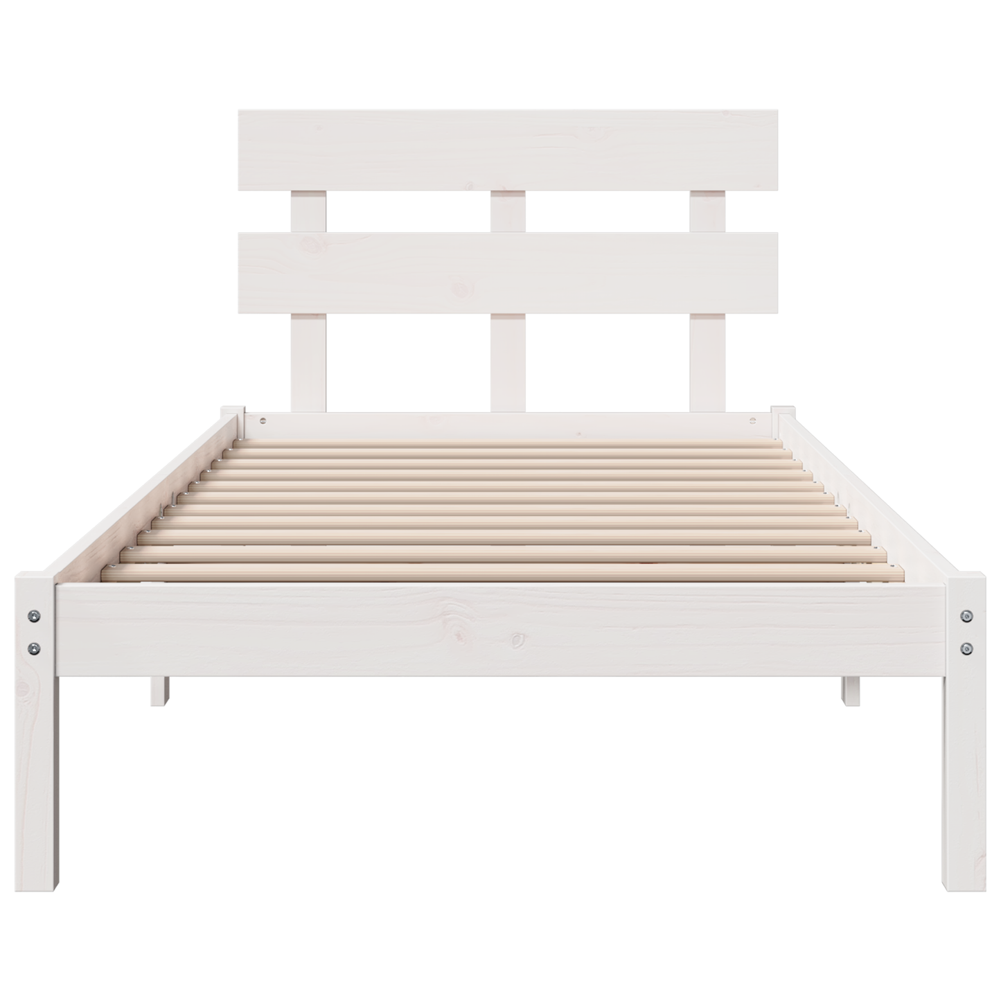 Bedframe met hoofdbord - Wit - 75x190 cm - Massief grenenhout