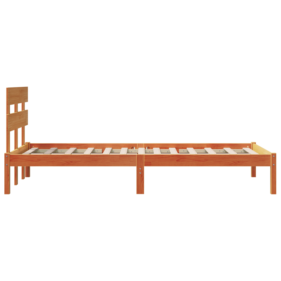 Bedframe met Hoofdbord Wasbruin 75x190 cm van Massief Grenenhout