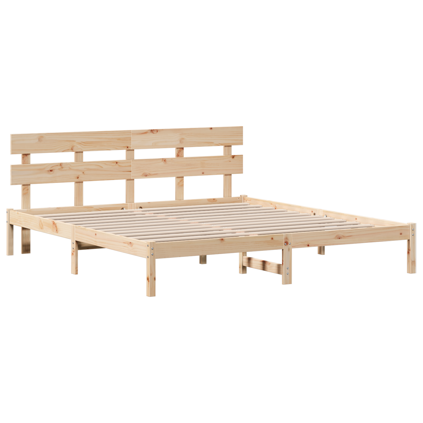 Bedframe met hoofdbord 200x200 cm van massief grenenhout