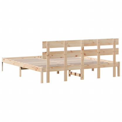 Bedframe met hoofdbord 200x200 cm van massief grenenhout