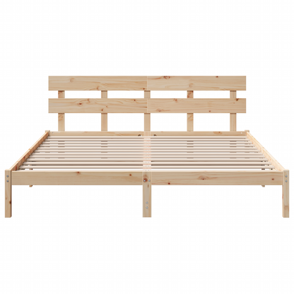 Bedframe met hoofdbord 200x200 cm van massief grenenhout