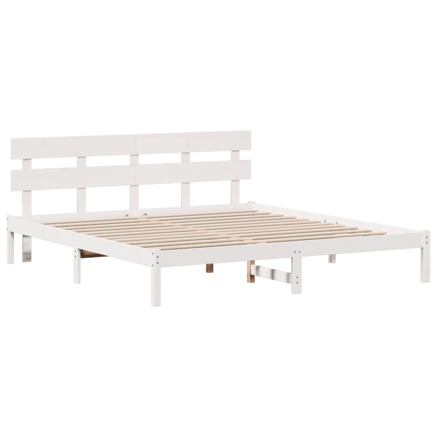 Bedframe met Hoofdbord Wit 200x200 cm Massief Hout