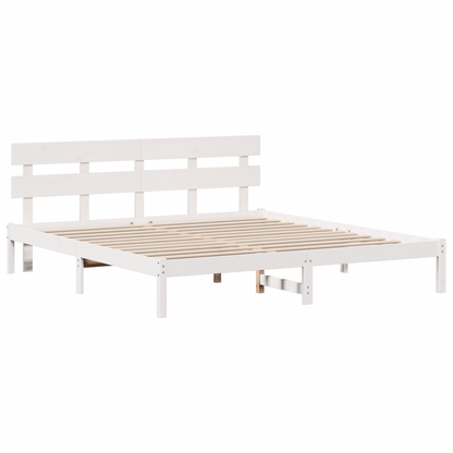 Bedframe met Hoofdbord Wit 200x200 cm Massief Hout