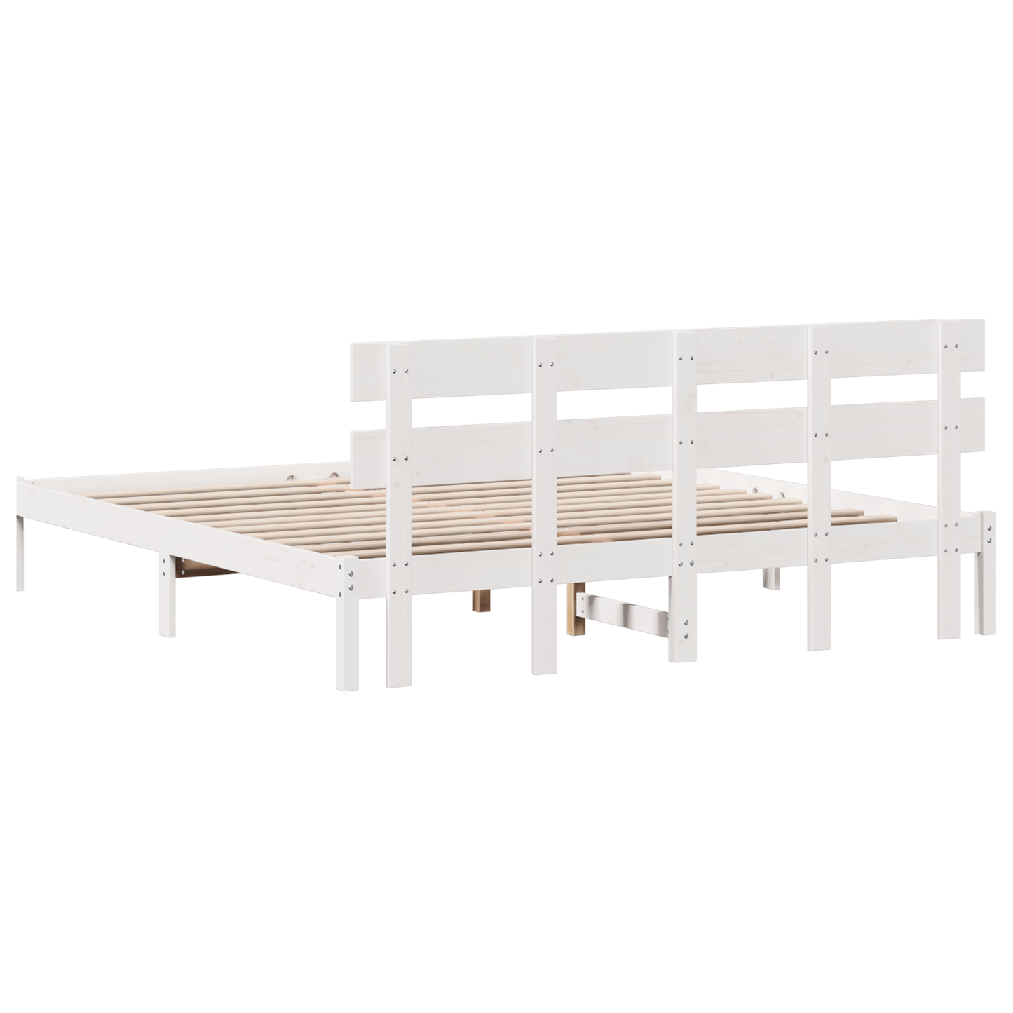 Bedframe met Hoofdbord Wit 200x200 cm Massief Hout