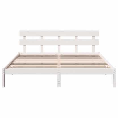Bedframe met Hoofdbord Wit 200x200 cm Massief Hout