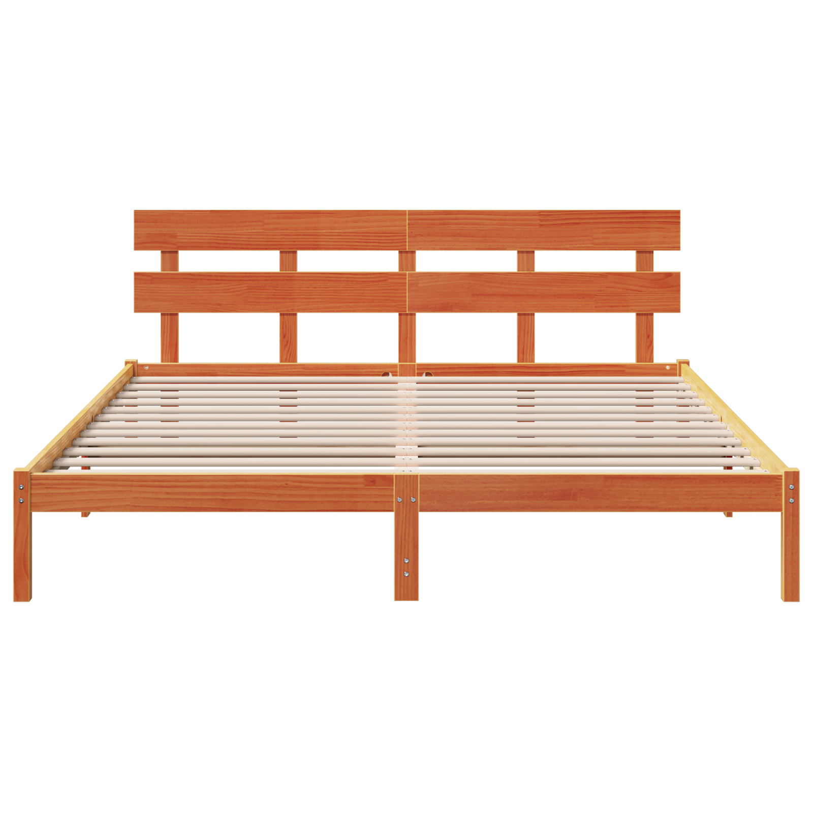 Bedframe met Hoofdbord Wasbruin 200x200 cm Massief Hout Grendel