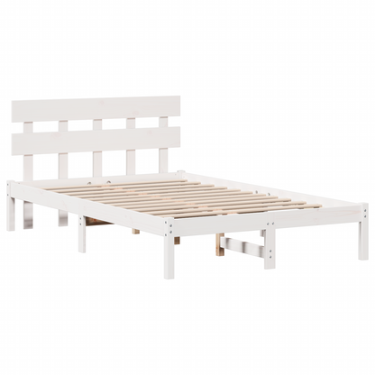 Bedframe met hoofdbord wit 120x190 cm van massief grenenhout