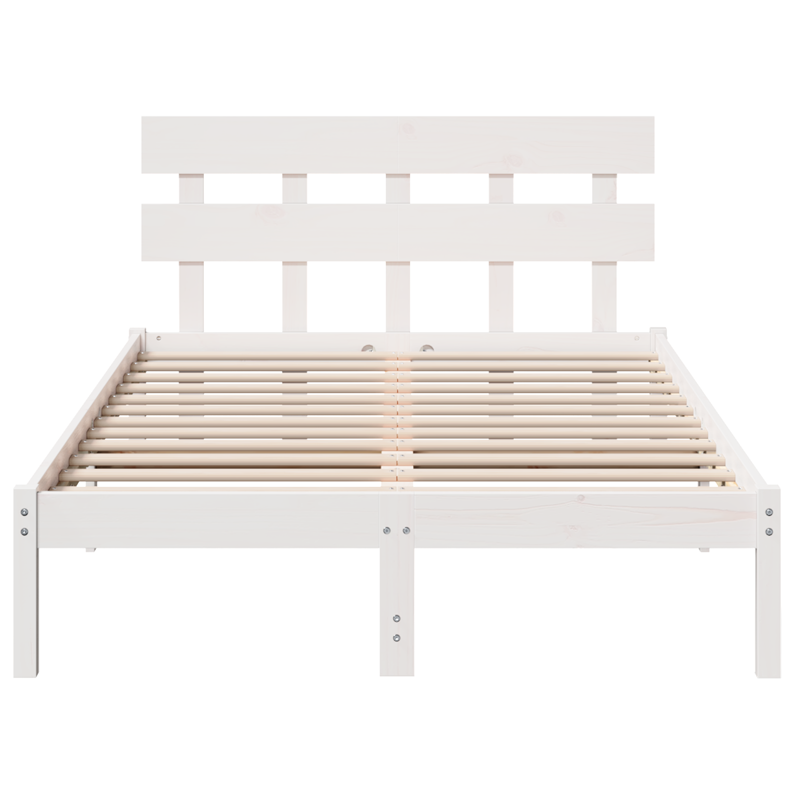 Bedframe met hoofdbord wit 120x190 cm van massief grenenhout