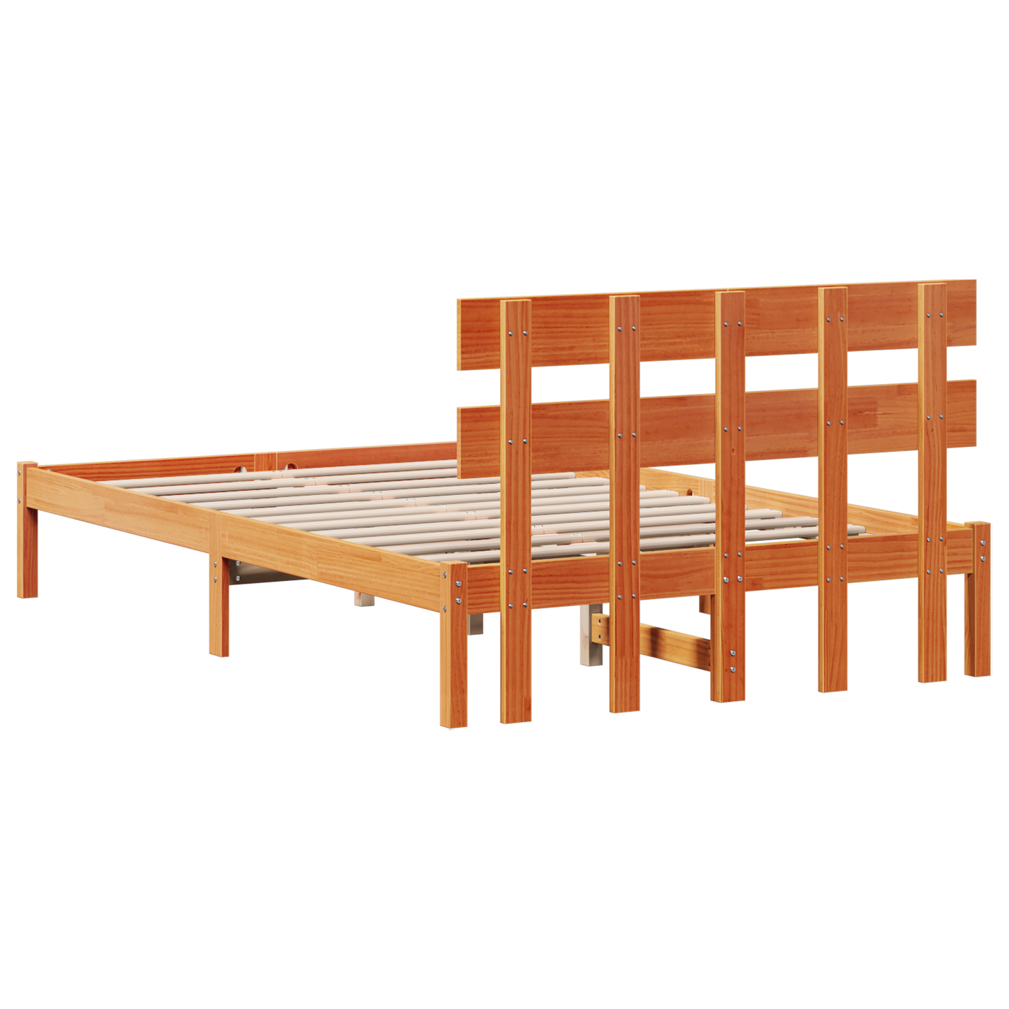 Bedframe met hoofdbord Wax Bruin 120x190 cm Massief Grenenhout