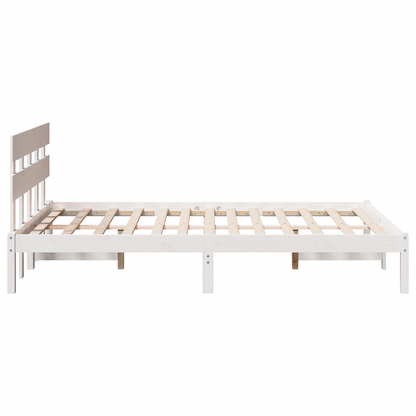 Bedframe met hoofdeinde wit 140x190 cm massief grenenhout
