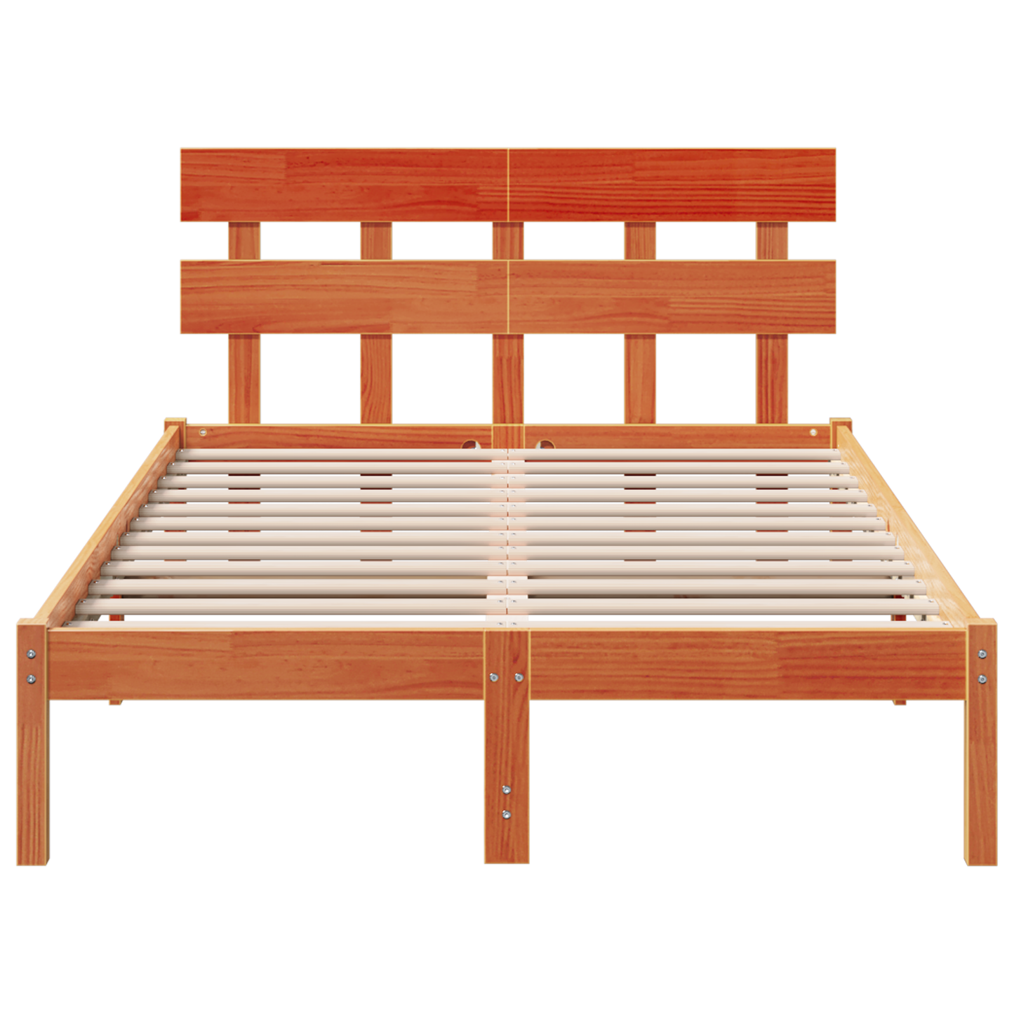 Bedframe met Hoofdbord Wax Bruin 140x190 cm Massief Grenenhout